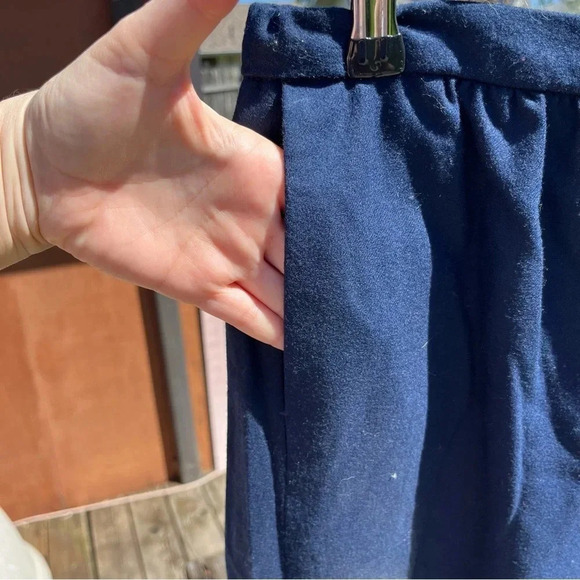 PENDLETON ~ Navy Blue Virgin Wool Midi Skirt - Picture 6 of 10